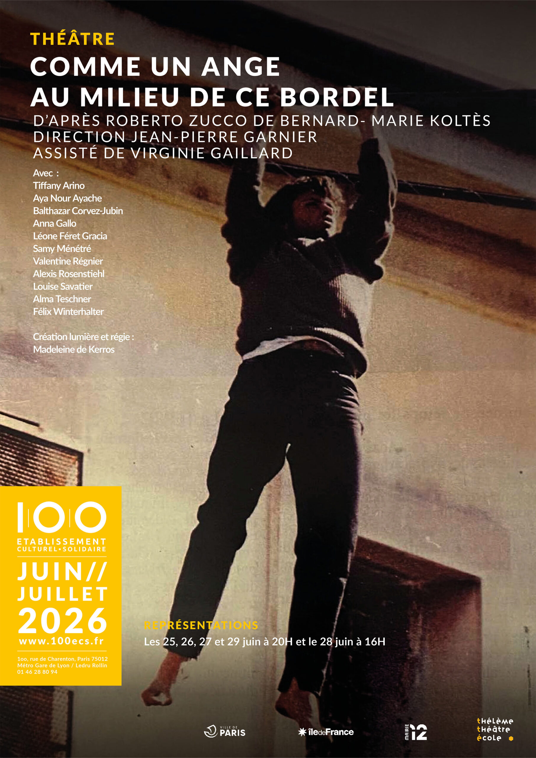 Affiche Koltès A4 Comme un ange 100ecs 2026